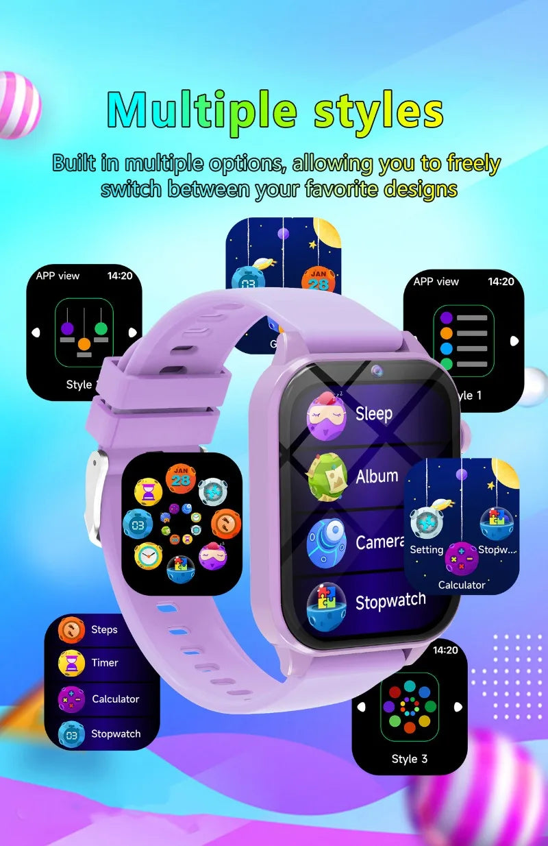 Children's Game Watch with Flashlight HD Color Screen Kids Bracelet Sleep Monitor Waterproof Smart Watch  Kids Birthday Gift