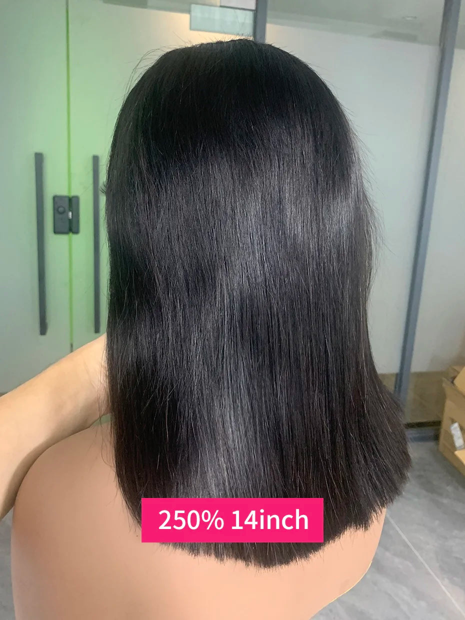 100 Raw Vietnamese Bone Straight 5x5 13x4 13x6 Glueless Wig Human Hair Ready to Wear Transparent Double Drawn Bob Wig Human Hair
