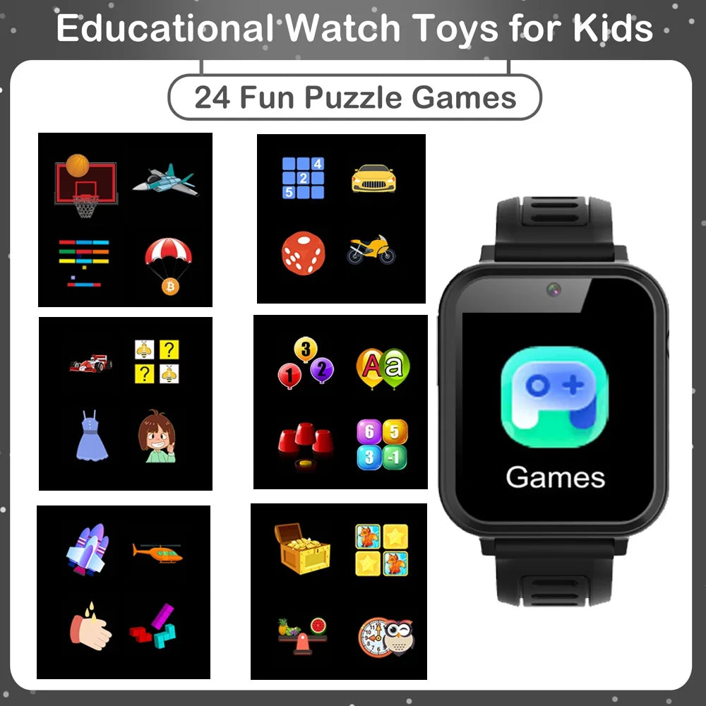 Children's Wristwatch 24 Games Kids Smart Watch Music Play Pedometer Tracker Time Display Video Audio Record Torch Smartwatch
