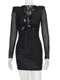 2024 Club Bodycon Clothes Hollow Out Sexy Corset Mini Dress Sexy Dresses For Women Sequined Bodycon Slim Streetwear Party Dress