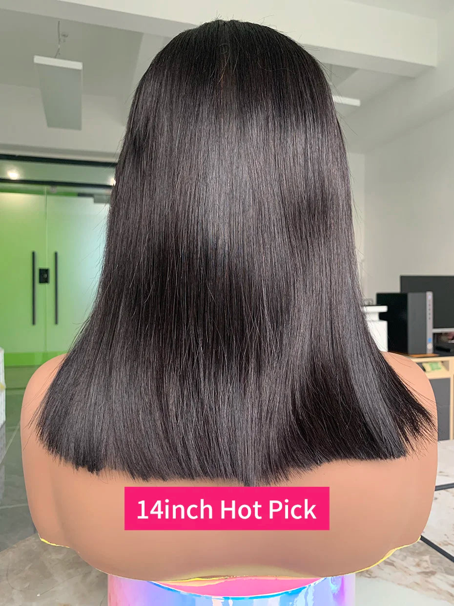 5x5 13x4 13x6 Bone Straight Bob Short Wigs Half Lace Front Wig Human Hair Vietnamese Raw Human Hair Lace Frontal Wig 250 Density