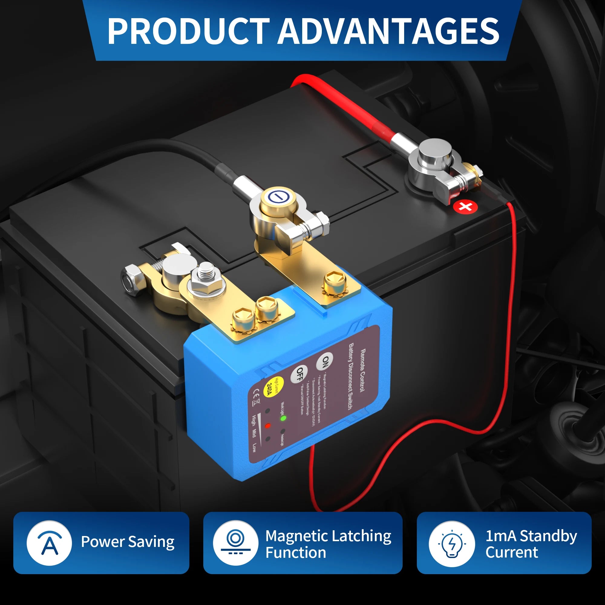 Kill Switch 12V 240A Remote Battery Disconnect Switch Automatic Power Shut Off Switchs Remote Control Switch for Auto Car Truck