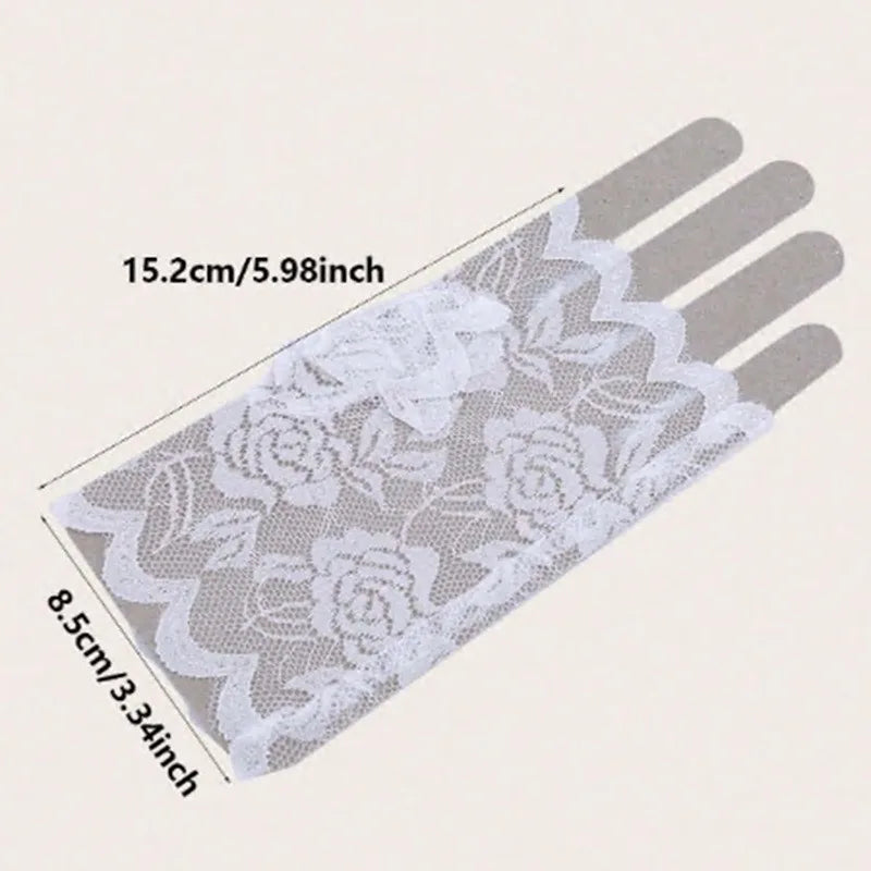 Sexy Bridal Lace Fingerless Gloves For Women Party Dressy Gloves Sunscreen Gloves Girls Mittens Black White Pink Gloves