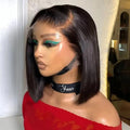 Bone Straight Bob 13x4 Lace Frontal Wigs Preplucked Brazilian 100% Human Hair Glueless Short Bob 4x4 Transparent Lace Front Wig