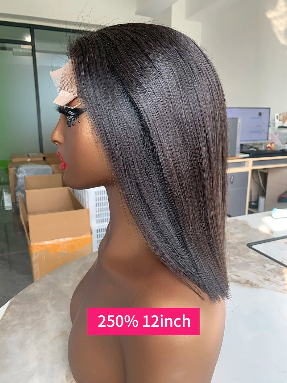 100 Raw Vietnamese Bone Straight 5x5 13x4 13x6 Glueless Wig Human Hair Ready to Wear Transparent Double Drawn Bob Wig Human Hair