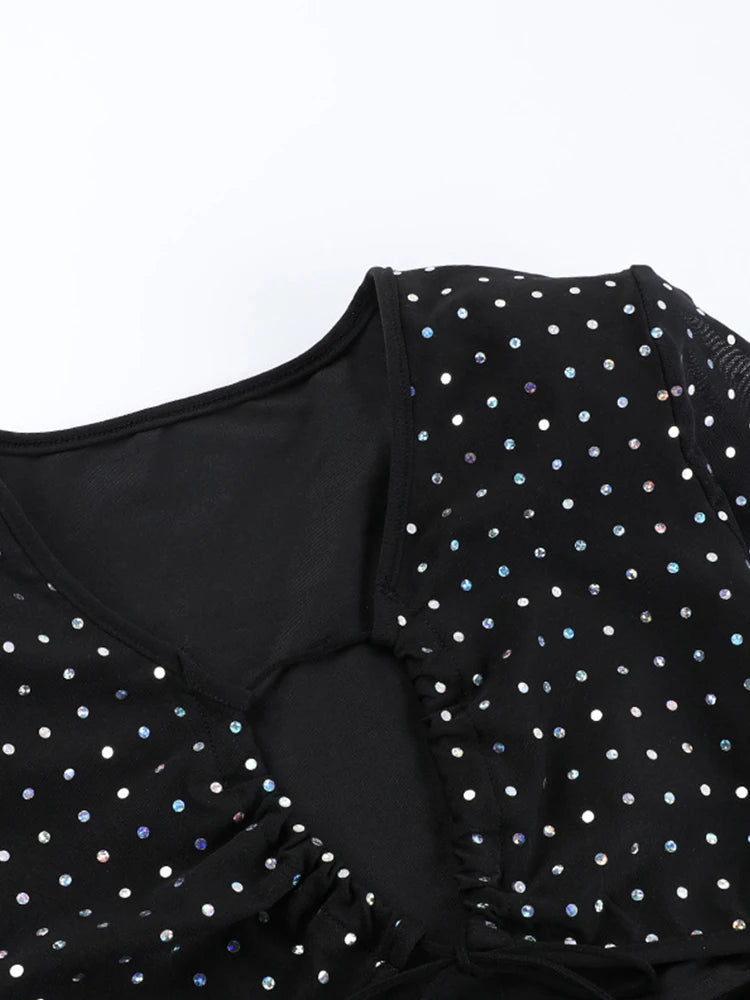 2024 Club Bodycon Clothes Hollow Out Sexy Corset Mini Dress Sexy Dresses For Women Sequined Bodycon Slim Streetwear Party Dress