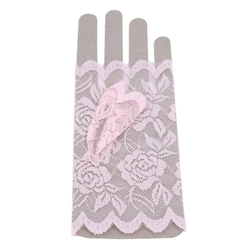 Sexy Bridal Lace Fingerless Gloves For Women Party Dressy Gloves Sunscreen Gloves Girls Mittens Black White Pink Gloves