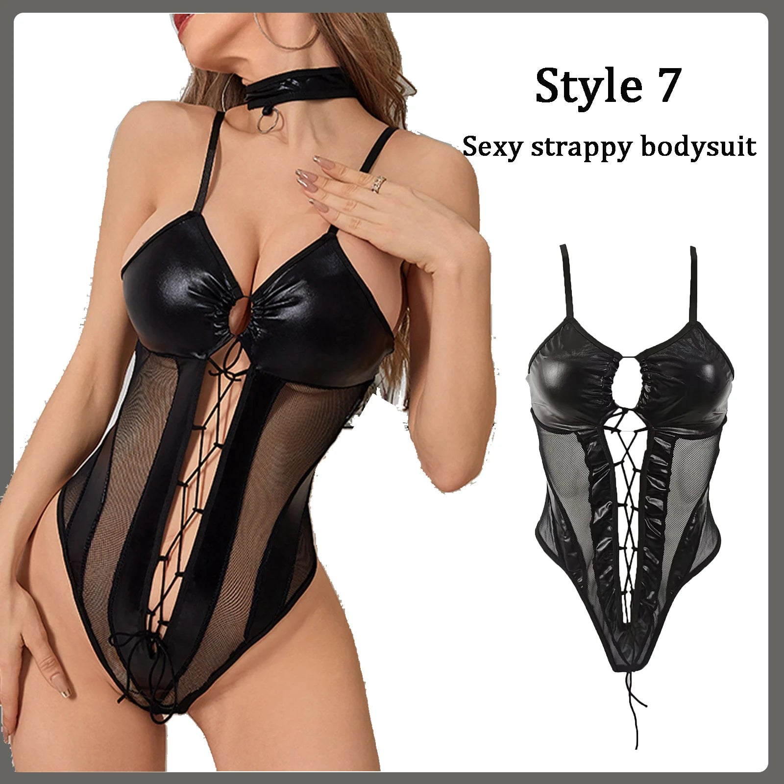 Sexy Women Lingerie Babydoll Underwear PU Leather Dress Erotic Lingerie Sex Costumes Erotic Dress Sex Clothes Dance Clubwear