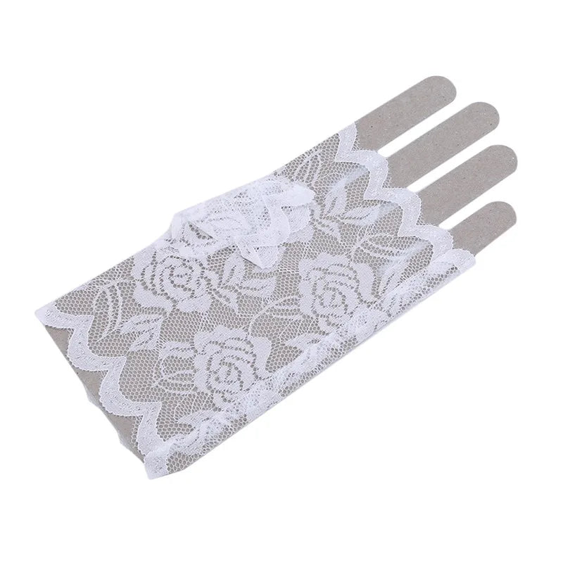 Sexy Bridal Lace Fingerless Gloves For Women Party Dressy Gloves Sunscreen Gloves Girls Mittens Black White Pink Gloves