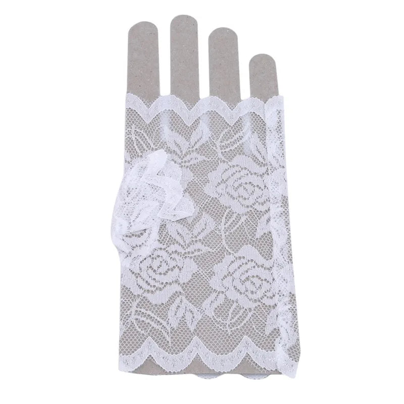 Sexy Bridal Lace Fingerless Gloves For Women Party Dressy Gloves Sunscreen Gloves Girls Mittens Black White Pink Gloves