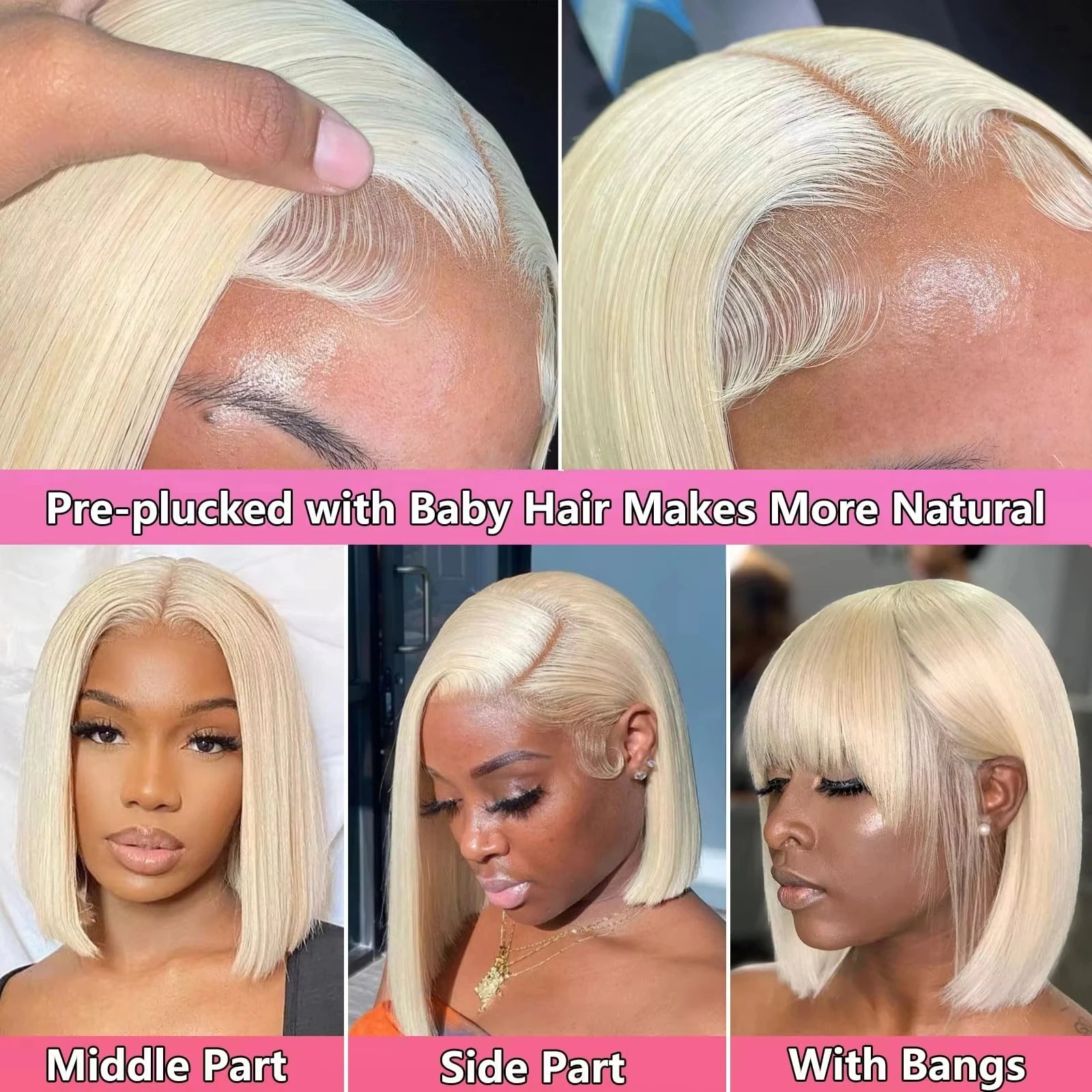 613 Honey Blonde Short Bob 13x6 Lace Front 100% Human Hair Wigs Closure Bone Straight 13x4 HD Lace Frontal Human Hair Wigs