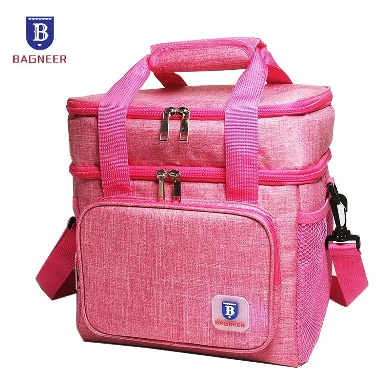 Camping Thermal Lunch Bags Double Layer Insulated Picnic Food Drink Beverage Ice Cooler Bag School Outdoor Travel Storage Bags