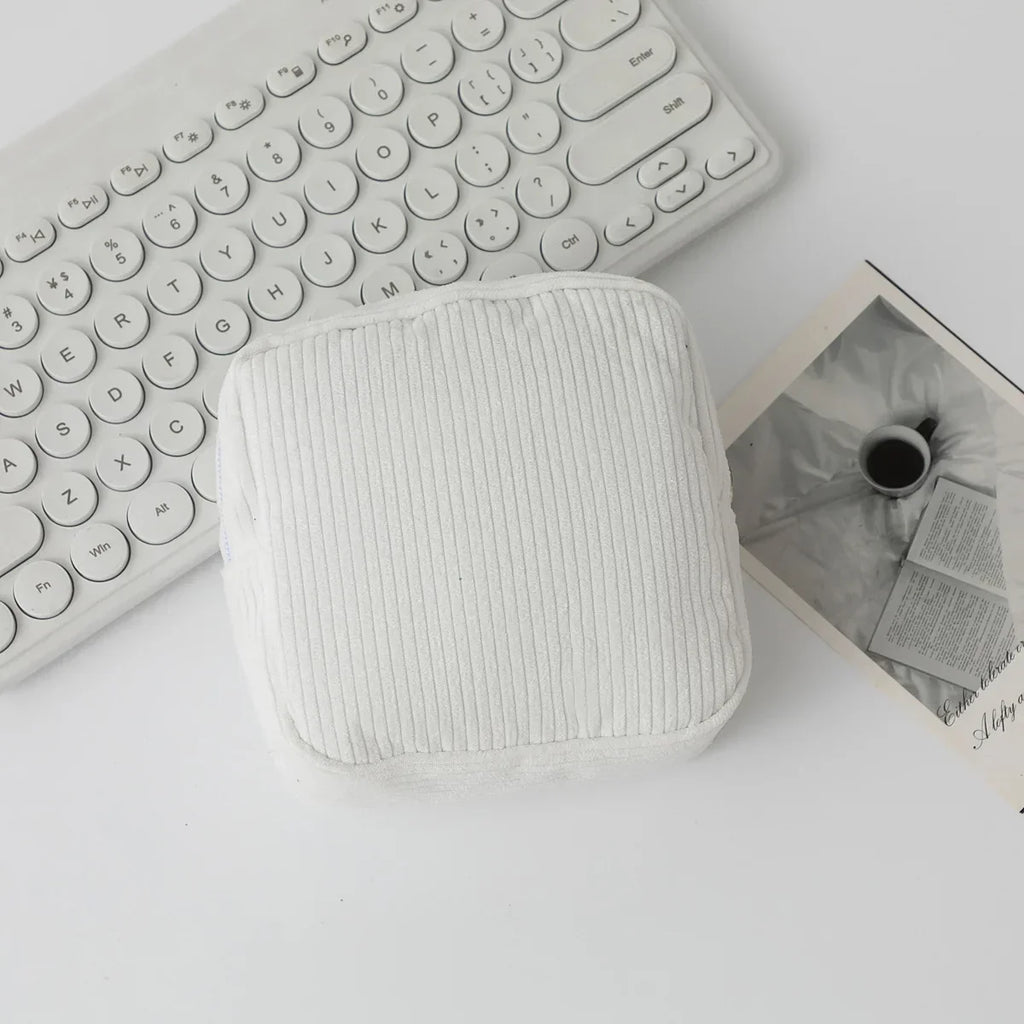 Fashion Makeup Lipstick Sanitary Napkins Case Mini Cosmetic Storage Pouch Women Corduroy Ins Travel Organizer Bags Small Pouch