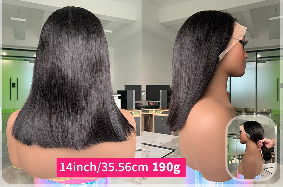 100 Raw Vietnamese Bone Straight 5x5 13x4 13x6 Glueless Wig Human Hair Ready to Wear Transparent Double Drawn Bob Wig Human Hair