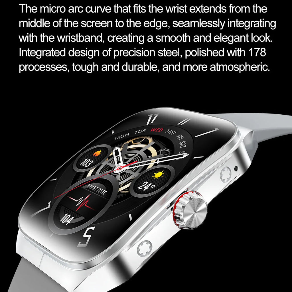 New AMOLED Screen Men Women Sports Health Watches Blue Tooth Call NFC Heart Rate Voice Assistant Smartwatch Waterproof  Music