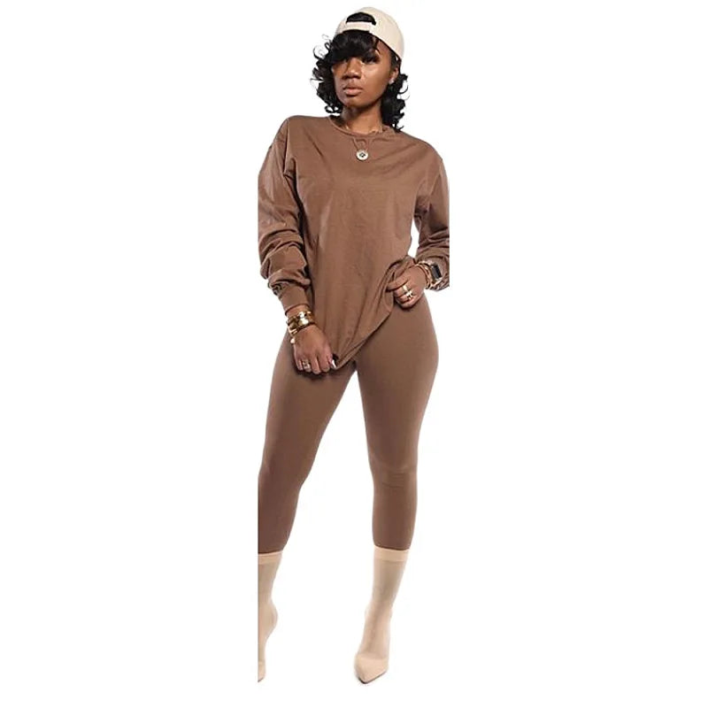 two piece set women 2 piece set stacked leggings clothes for women outfits stacked pants tracksuit female fall clothes