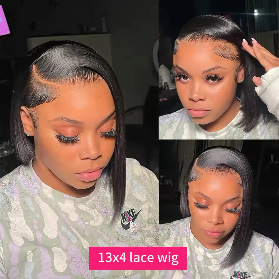 5x5 13x4 13x6 Bone Straight Bob Short Wigs Half Lace Front Wig Human Hair Vietnamese Raw Human Hair Lace Frontal Wig 250 Density