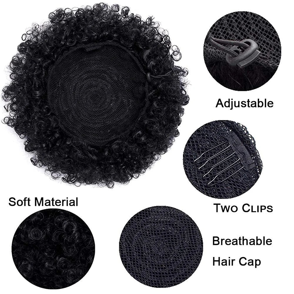 Synthetic Large Afro Puff Drawstring Ponytail Kinky Curly Bun HairPiece African American Clip in Updo Extensions for Black Women