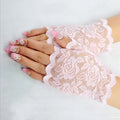 Sexy Bridal Lace Fingerless Gloves For Women Party Dressy Gloves Sunscreen Gloves Girls Mittens Black White Pink Gloves