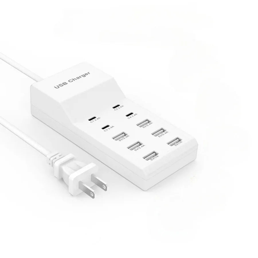 USB 10-in-1 Port Multi-function Hub Fast Charger for Cellphone Tablet Multiple Devices Extension Socket For US EU UK plug