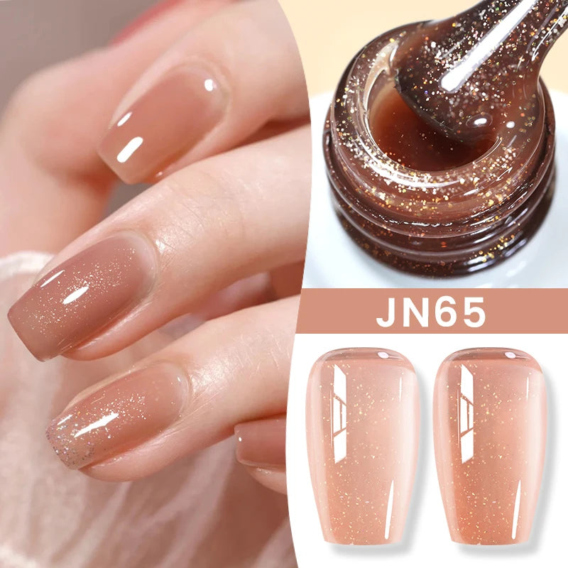 BORN PRETTY Jelly Nude Gel Nail Polish 10ml Light Pink Peach Translucent Color UV Light Cure Gel Varnish Nail Art DIY at Home