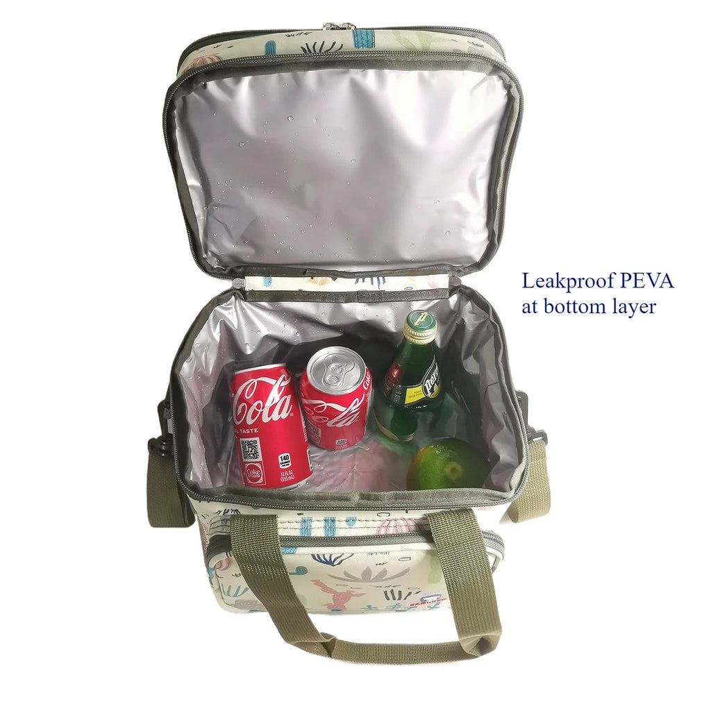 Camping Thermal Lunch Bags Double Layer Insulated Picnic Food Drink Beverage Ice Cooler Bag School Outdoor Travel Storage Bags