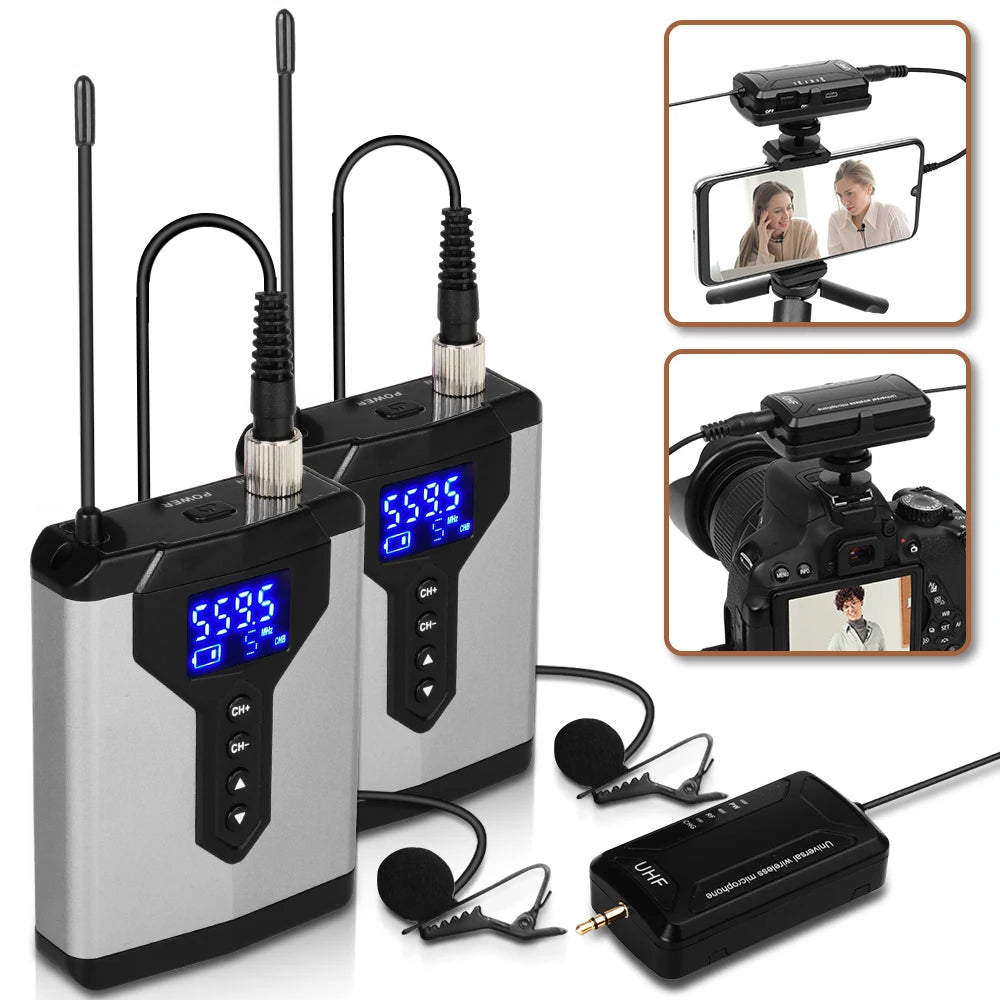 Wireless Lavalier Lapel Microphone System Depusheng Q6/Q7 UHF  Mini Head Wear Mic with Bodypack Transmitter For Teacher Reporter