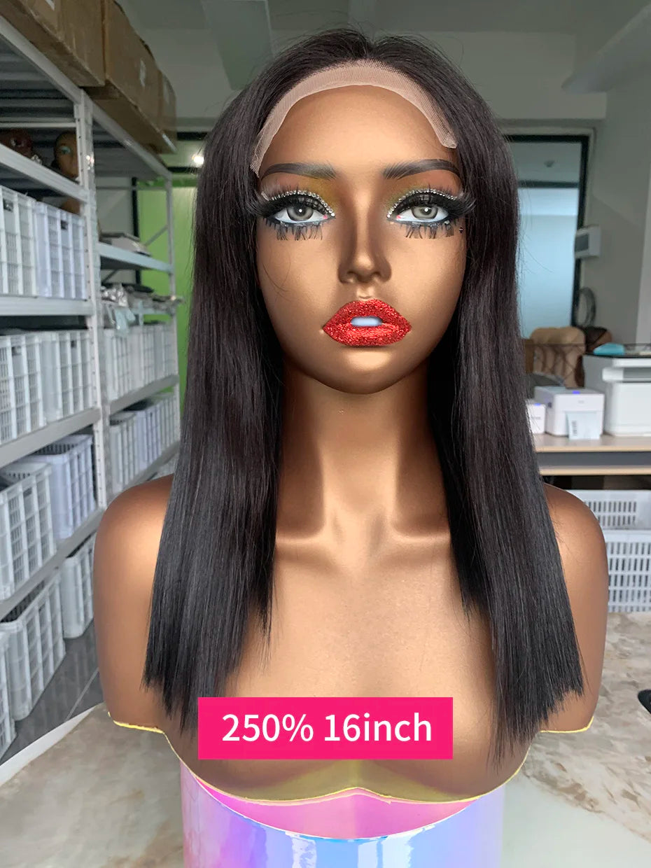100 Raw Vietnamese Bone Straight 5x5 13x4 13x6 Glueless Wig Human Hair Ready to Wear Transparent Double Drawn Bob Wig Human Hair