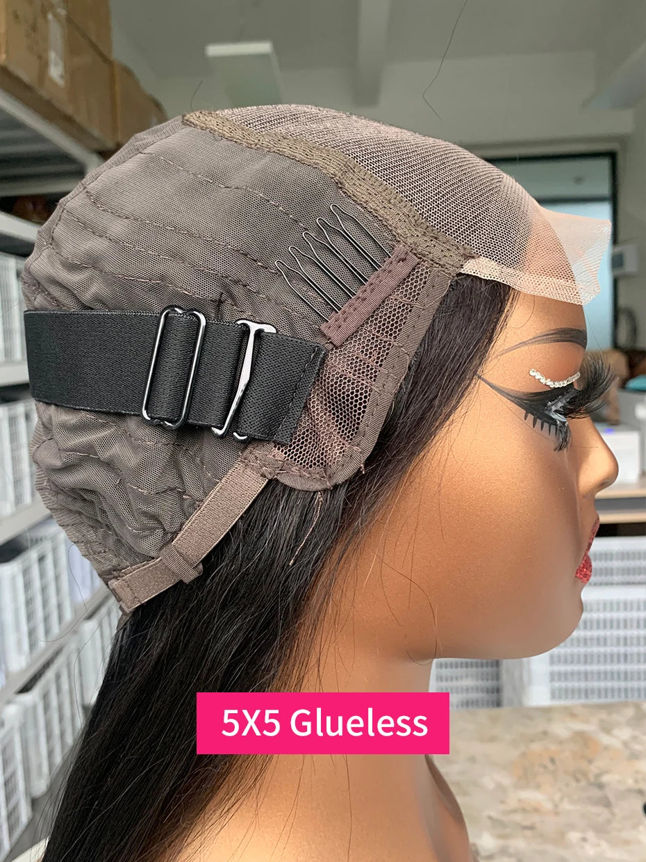 100 Raw Vietnamese Bone Straight 5x5 13x4 13x6 Glueless Wig Human Hair Ready to Wear Transparent Double Drawn Bob Wig Human Hair