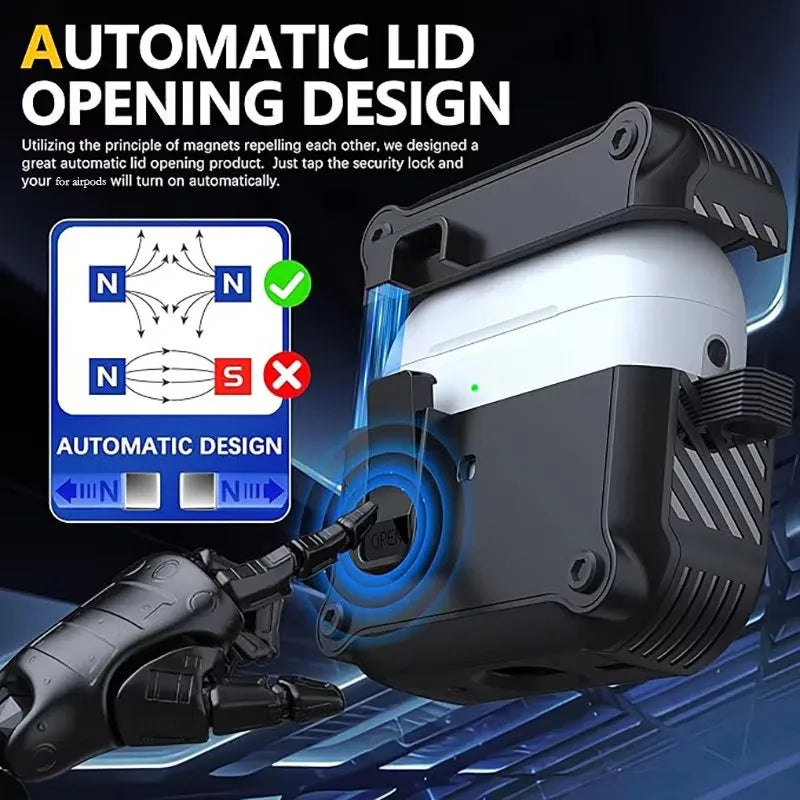 Security Lock Cover for AirPods Pro 3 2025 Case for AirPods Pro3 Pro 3rd Gen 2025 Cases Shockproof PC Headphone Fundas With Hook