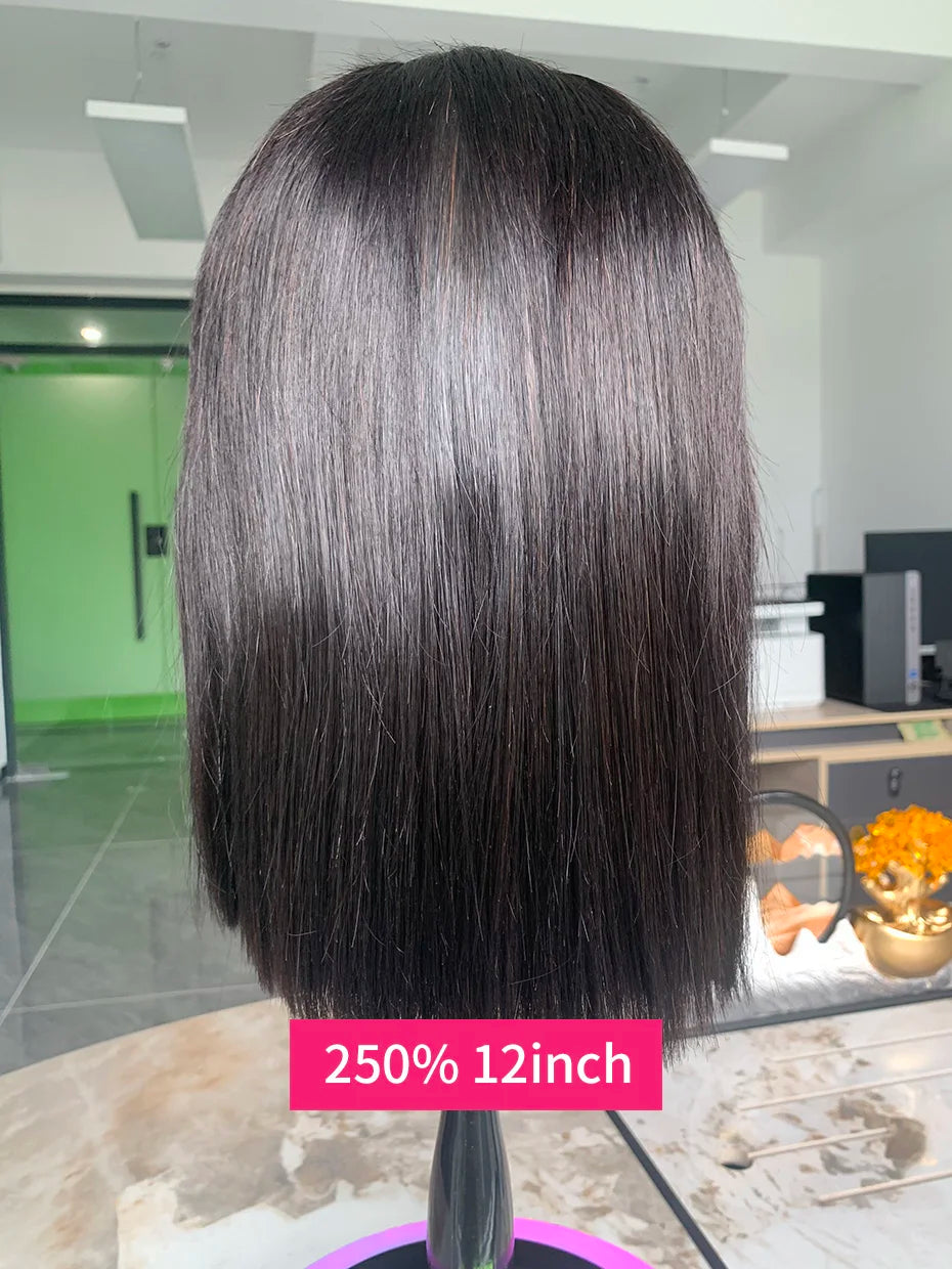100 Raw Vietnamese Bone Straight 5x5 13x4 13x6 Glueless Wig Human Hair Ready to Wear Transparent Double Drawn Bob Wig Human Hair