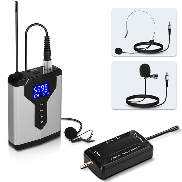 Wireless Lavalier Lapel Microphone System Depusheng Q6/Q7 UHF  Mini Head Wear Mic with Bodypack Transmitter For Teacher Reporter