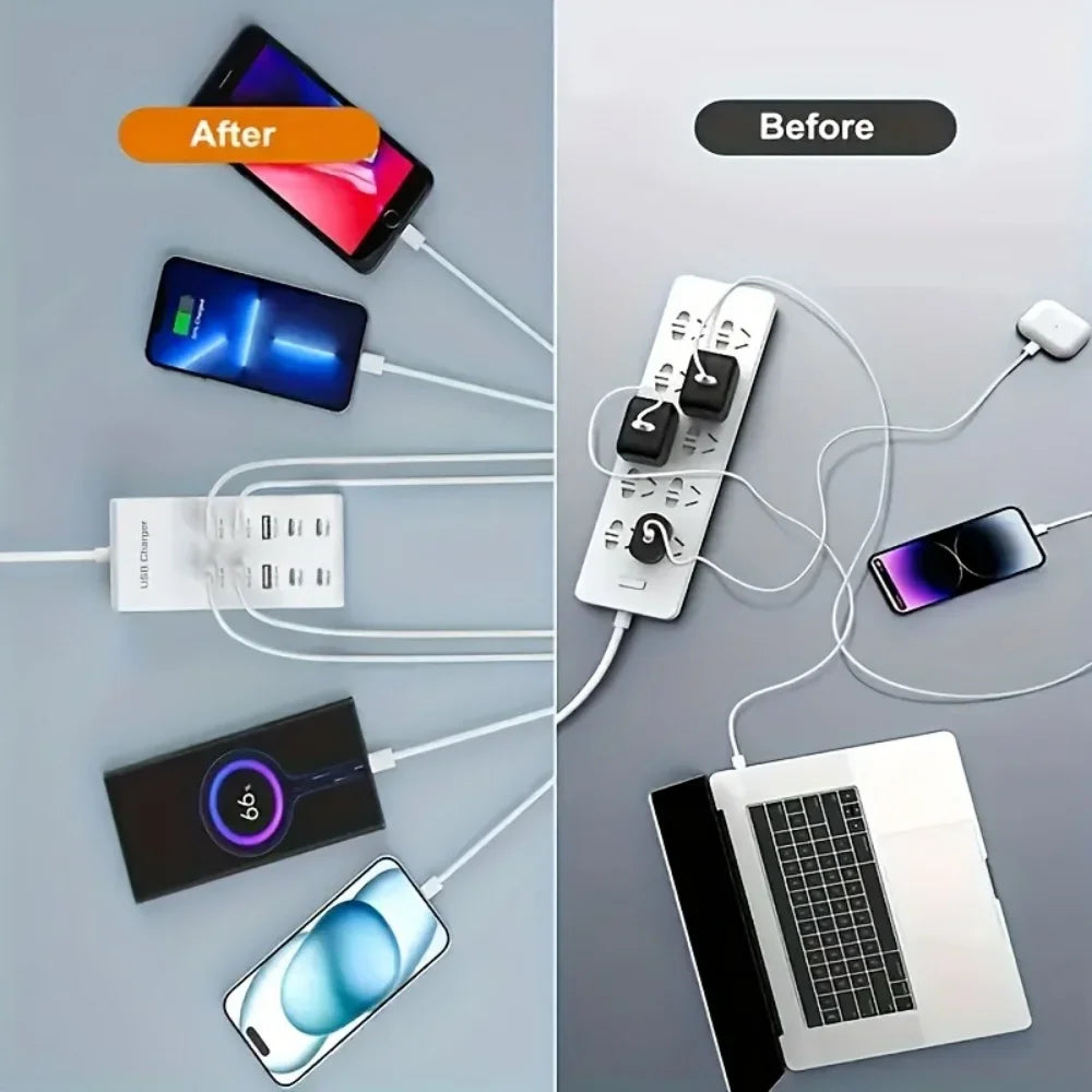 USB 10-in-1 Port Multi-function Hub Fast Charger for Cellphone Tablet Multiple Devices Extension Socket For US EU UK plug