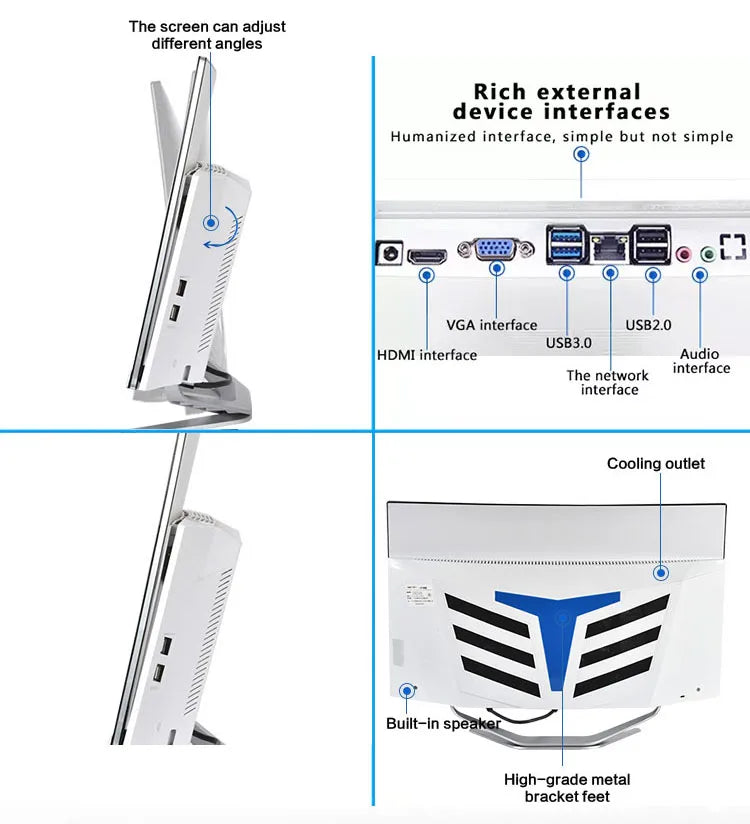 32" Core I7 Pc Gamer I9 Monoblock Curved Monitor Computadora 8GB 16GB 32GB RAM 1TB SSD AIO Computer All In One Pc Gaming