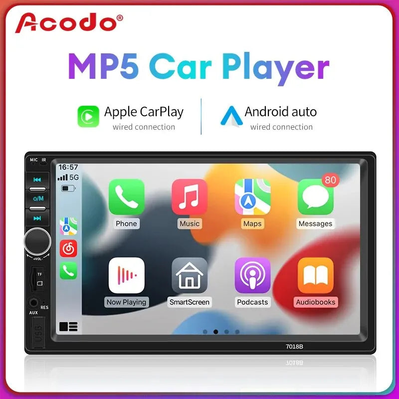 Acodo 7inch 2din Radio Wired Carplay Stereo Touch Screen Automotive Multimedia Bluetooth USB TF FM Radio Autoradio CarMP5 Player