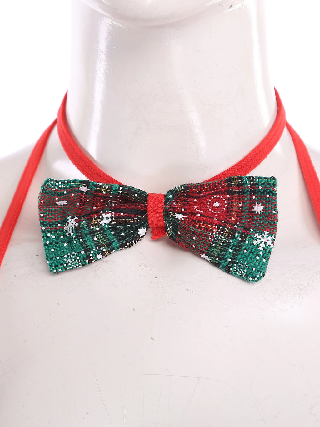 Womens Christmas Xmas Santa Claus Cosplay Lingerie Costume Set Halter Bra Top with Tulle Miniskirt Bowtie and Christmas Hat