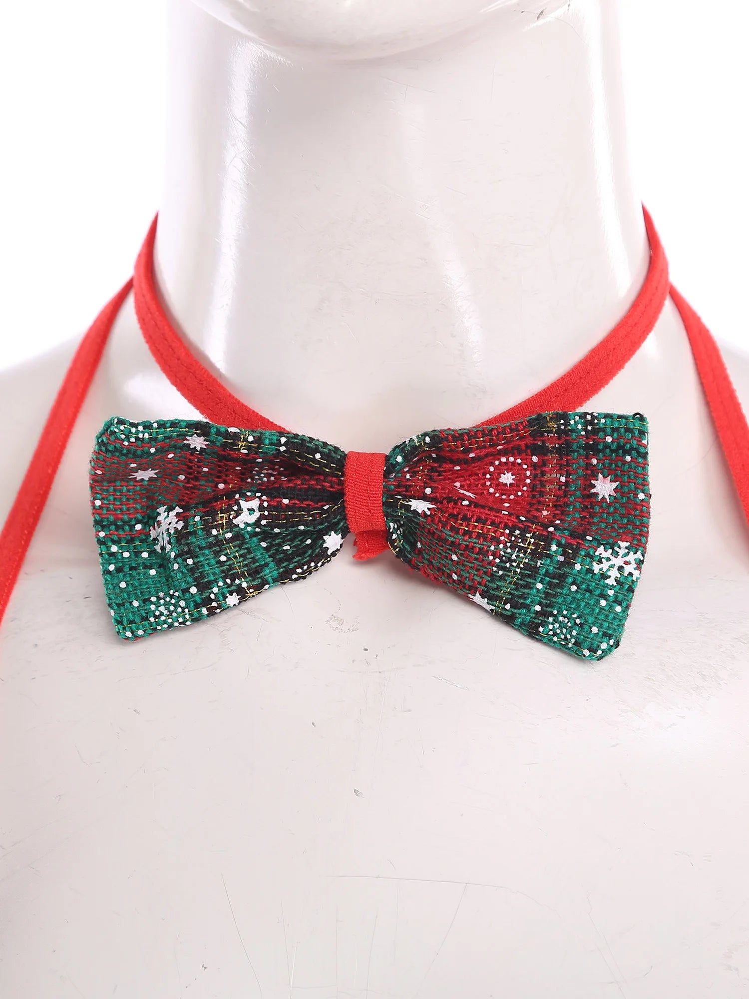 Womens Christmas Xmas Santa Claus Cosplay Lingerie Costume Set Halter Bra Top with Tulle Miniskirt Bowtie and Christmas Hat