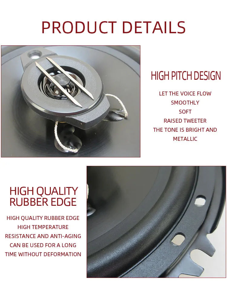 6 Inch 640W(2*320W) 3Way Universal Car Coaxial Auto Music Stereo Full Range Frequency Hifi Speakers Non-destructive Installation