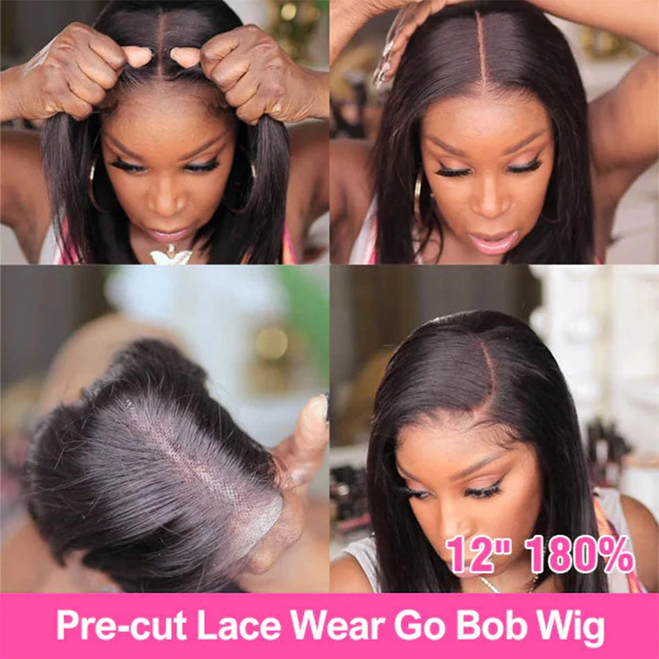 Bone Straight Bob Wig Lace Front Human Hair Wigs Pre Plucked HD Transparent Lace Frontal Wig 13x4 Frontal Wigs Isee Hair 180%