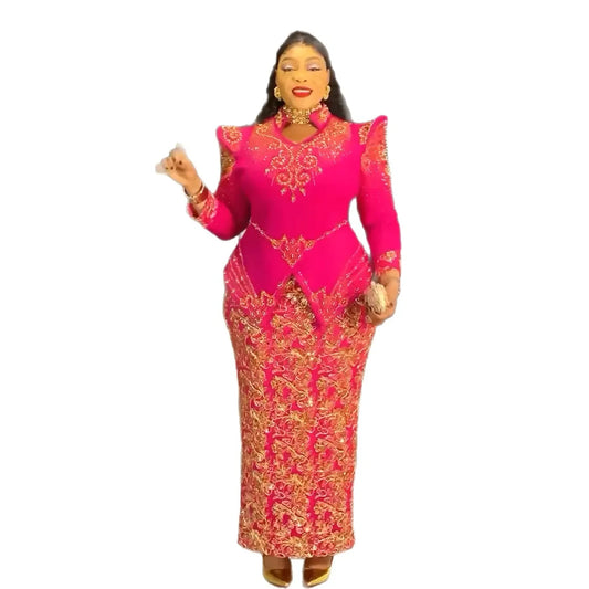 Plus Size Evening Dresses for Women African Luxury Gown Elegant Muslim Wedding Party Long Dress Ankara Ladies Clothing Outfits