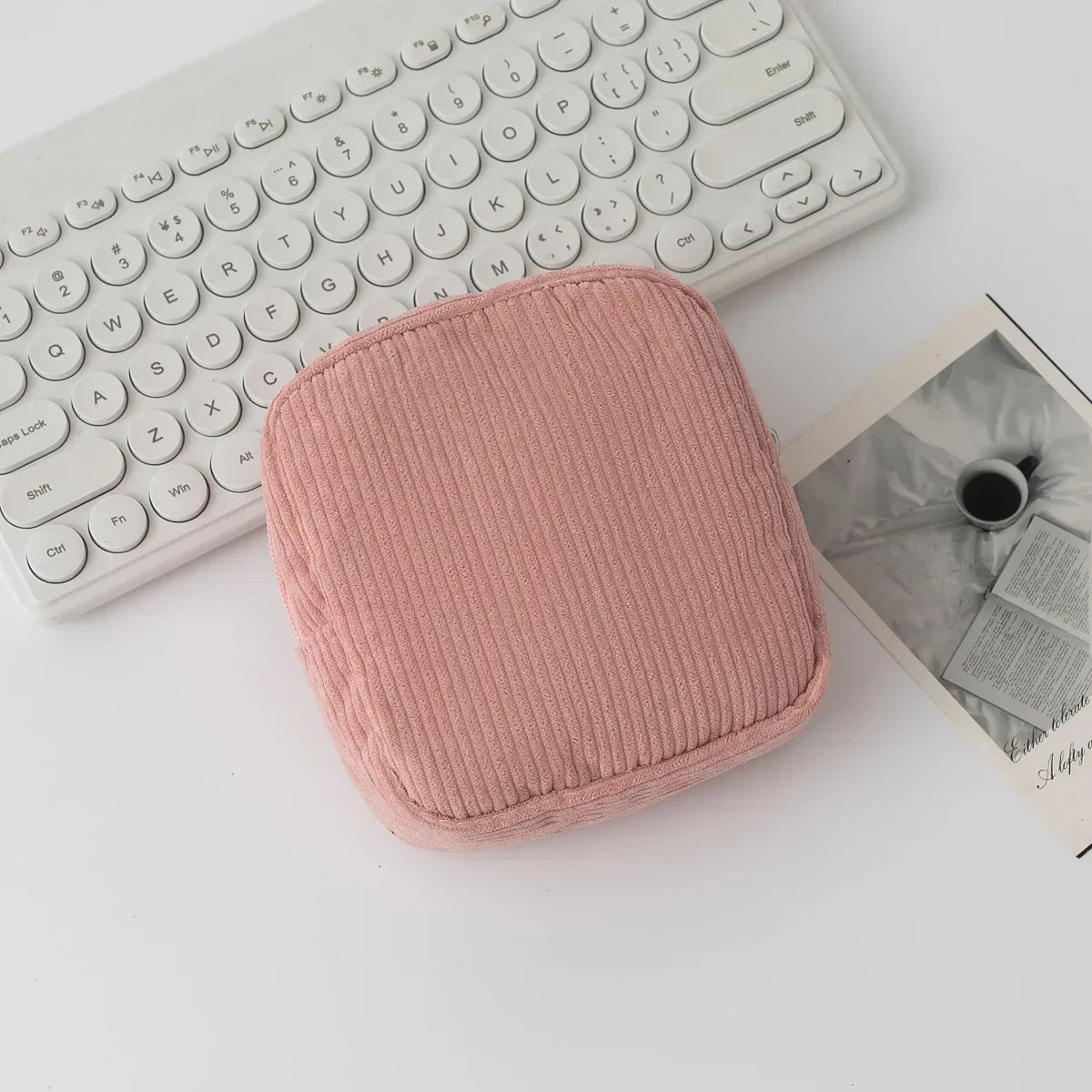 Fashion Makeup Lipstick Sanitary Napkins Case Mini Cosmetic Storage Pouch Women Corduroy Ins Travel Organizer Bags Small Pouch