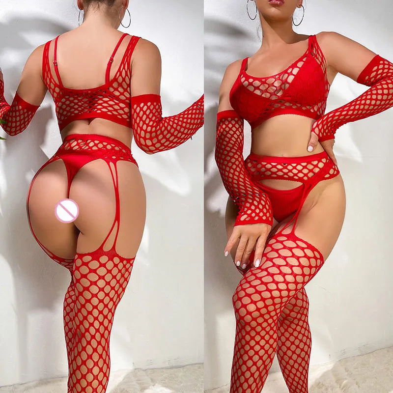 Hot Sexy Lingerie Women Erotic Fishnet Bodystocking Naughty Underwear Hollow Out Bodysuits Porn Secret Set Transparent Costumes