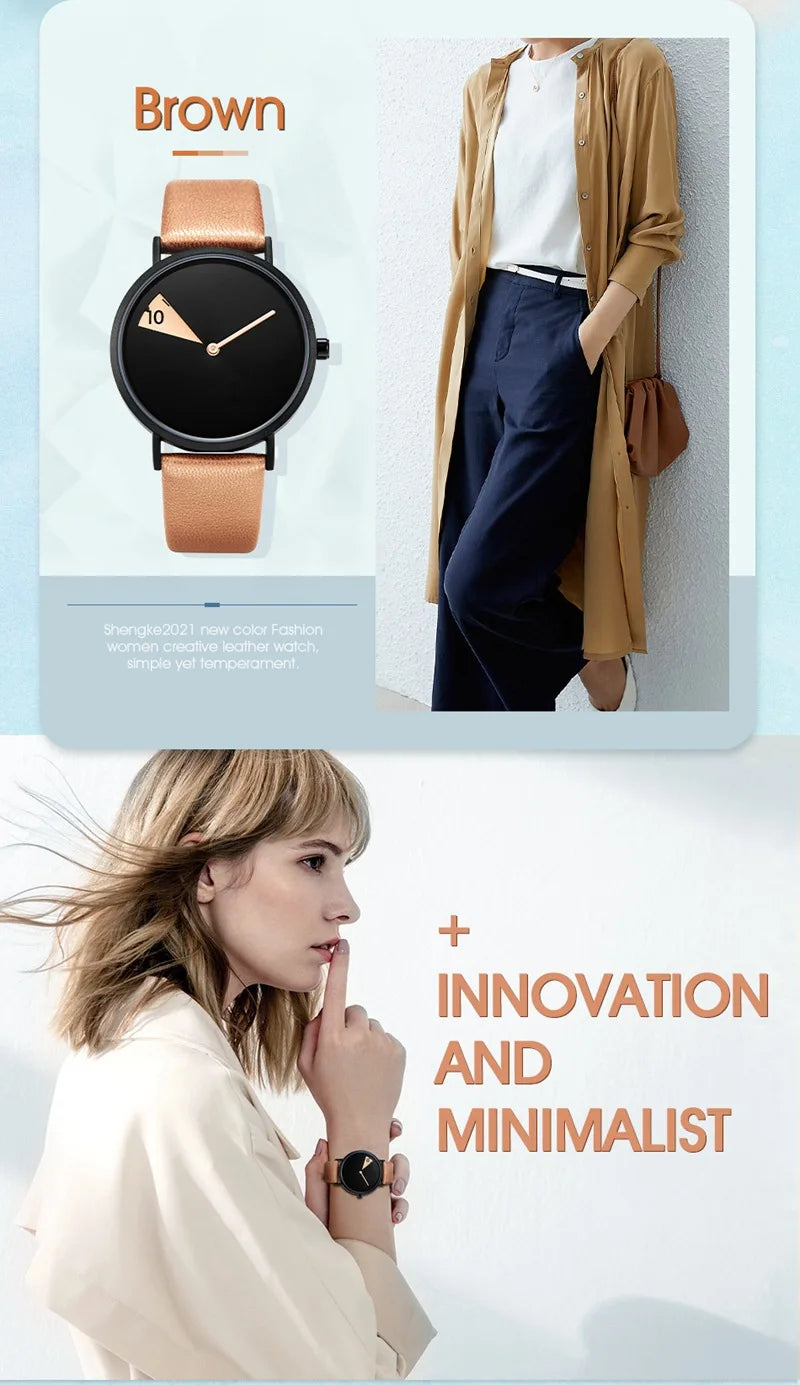 Women Watch Creative Wristwatch Ladies Watch Rotate  Leather Band Wristwatches Clock Montres Femme Reloj Mujer Relogio Feminino