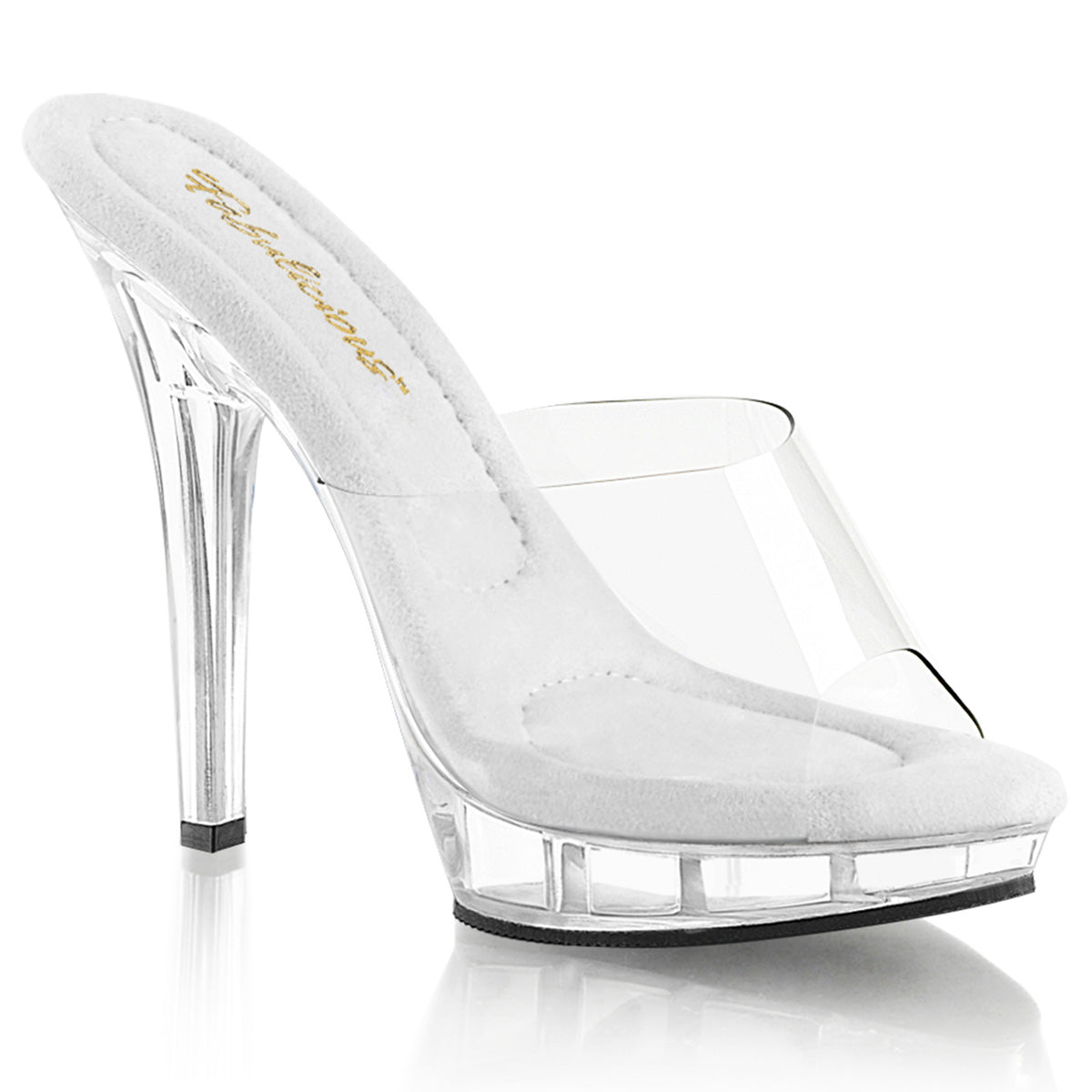 Fabulicious Clear Platform Heels for women  transparent high heels with 5-inch heel and cushioned sole, perfect for fashion events, performances, and special occasions.
